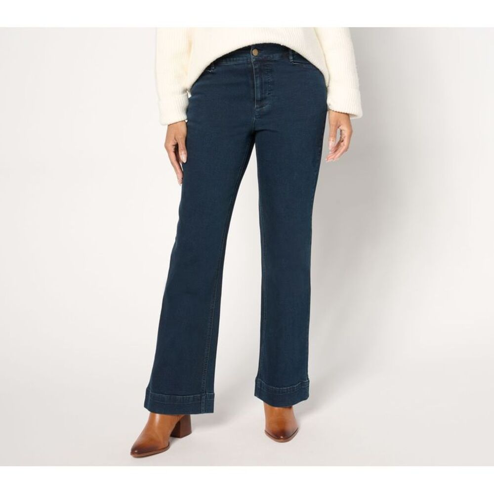 Studio Park Women's Pants Sz 8 Wide-Hem Boot-Cut Jeans Blue